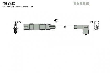 T674C Комплект кабелів високовольтних TESLA підбір по vin на Brocar