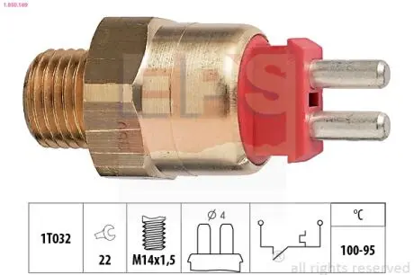 1850169 Датчик включення вентилятора (100-95°C) MB 190 (W201) -97 EPS підбір по vin на Brocar