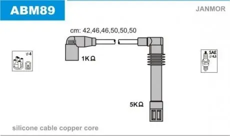 ABM89 Провода Audi A4/A6/A8 2.4/2.6/2.8 95- Skoda SuperB 2.8 V JANMOR подбор по vin на Brocar