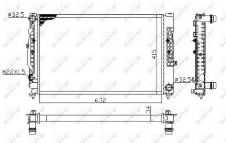539504A Радіатор охолодження VW Passat/Audi A4/A6/Skoda Superb 95-08 (Економ-клас) NRF підбір по vin на Brocar