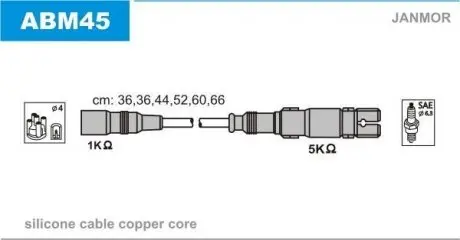 ABM45 Провода В/В Audi 80/100/A4/A6/A8 2.4/2.4Q/2.6/2.6Q/2.8 JANMOR подбор по vin на Brocar