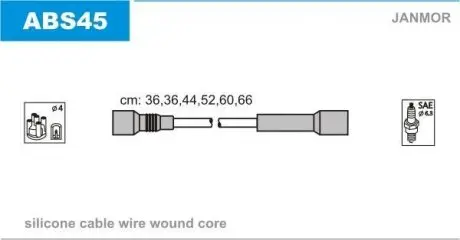 ABS45 Провода В/В Audi 80/100/A4/A6/A8 2.4/2.4Q/2.6/2.6Q/2.8 JANMOR подбор по vin на Brocar