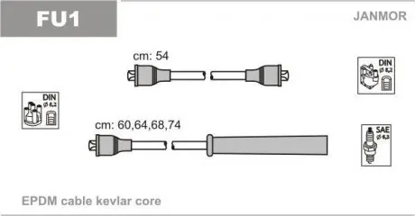 FU1 К-кт в/в дротів Ford Escort 1,1.1,3.1,4-1,4I.1,6-1,6 JANMOR підбір по vin на Brocar