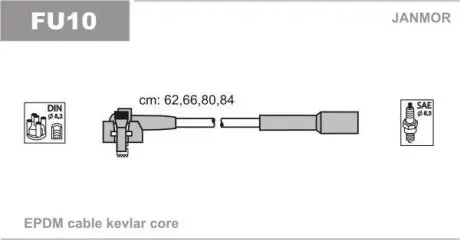 FU10 К-кт В-В проводов Ford Escort,Fiesta,Orion 1,1.1,3-1,3 JANMOR підбір по vin на Brocar