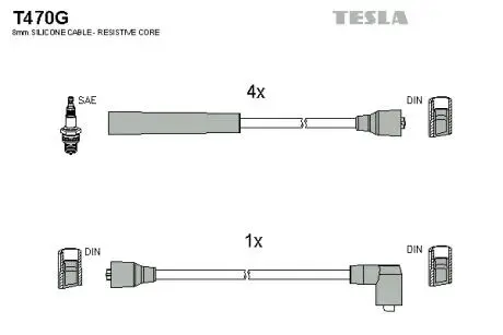 T470G В/в провода Ford Cortina 1.6 2.0 77-82, Sierra 1,6 Ohc TESLA подбор по vin на Brocar