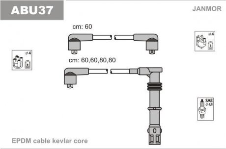 ABU37 Провода в/в (каучук Kevlar) VW Passat 1.8/2.0 16V -96 JANMOR подбор по vin на Brocar