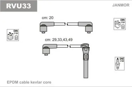 RVU33 Провід В / В Land Rover Freelander 1.8i 16v 4x4 98-06 JANMOR підбір по vin на Brocar