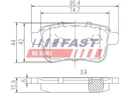 FT29528 Гальмівні колодки дискові зад. Renault Kangoo II 08- FAST підбір по vin на Brocar