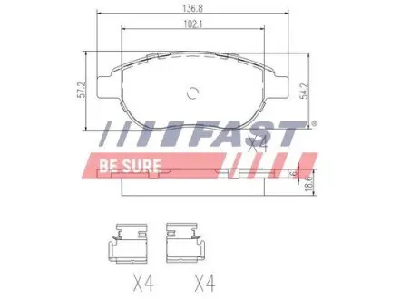 FT29156 К-кт перед. гальм колодок Fiat/PSA 99- (без датч.) FAST підбір по vin на Brocar