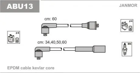 ABU13 Дроти в/в (каучук Kevlar) VW Golf 3 1.8-2.0 91- JANMOR підбір по vin на Brocar