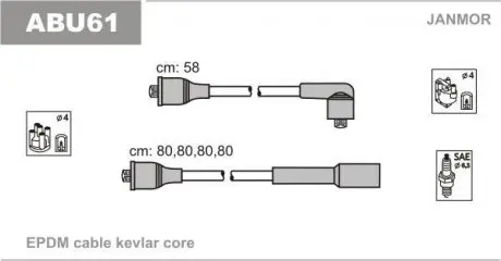ABU61 Провода В/В Audi A4 1.6 95-00 VW Passat 1.6 96-00 JANMOR подбор по vin на Brocar