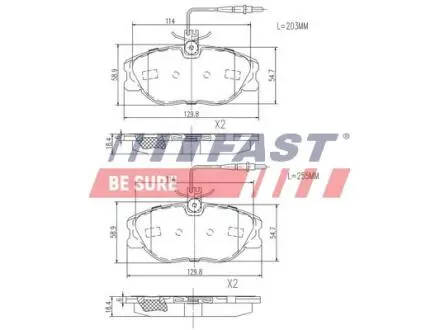 FT29054 Колодки Гальмівні Перед 2-датчиком 1.9 / 2.0 95- FAST підбір по vin на Brocar