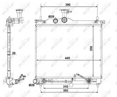 58425 Радиатор охлаждения Hyundai I10 1.1 08-13 NRF подбор по vin на Brocar