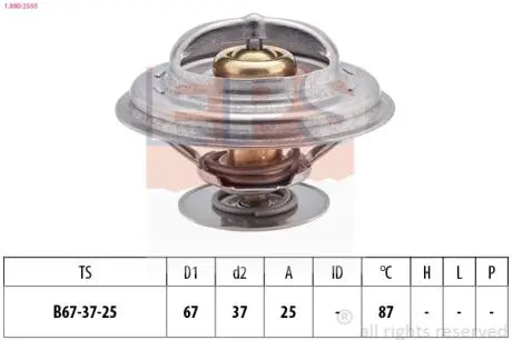 1880256S Термостат 87C Audi 90/100/200/A6 80/100 2,2/2 EPS підбір по vin на Brocar