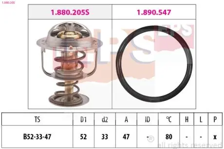 1880205 Термостат PSA 107/C1/Toyota Yaris 1.0 1999- EPS підбір по vin на Brocar