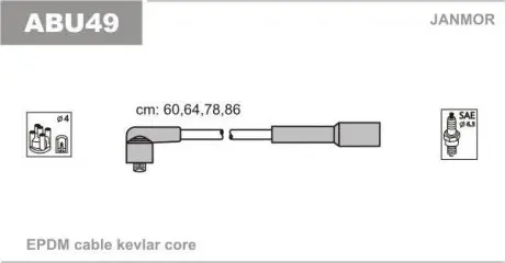 ABU49 К-кт в/в дротів VW Bora/Golf 2.0 98-06 JANMOR підбір по vin на Brocar