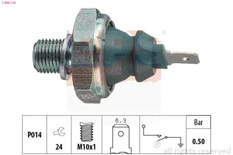 1800138 Датчик тиску масла Golf IV,Polo,Skoda Octavia 1.0/1.4 -95 EPS підбір по vin на Brocar