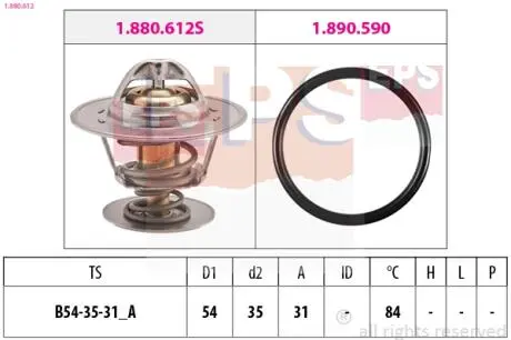 1880612 Термостат VW Polo III 90-94 /84C/ К-кт.. EPS подбор по vin на Brocar