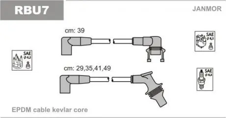 RBU7 К-кт в/в проводов Renault 19 1.8 92-96 JANMOR подбор по vin на Brocar