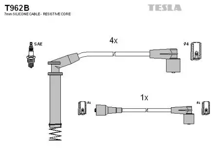 T962B Комплект кабелів високовольтних TESLA підбір по vin на Brocar