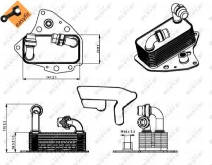 31344 Радіатор масляний Fiat Doblo 1.6D 07- (теплообмінник) NRF підбір по vin на Brocar