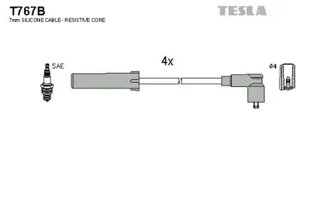 T767B Дроти В/В Renault Clio 1.1-1.2 98- TESLA підбір по vin на Brocar