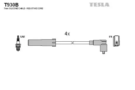 T930B К-кт дротів Dacia Logan 1.4/1.6 TESLA підбір по vin на Brocar
