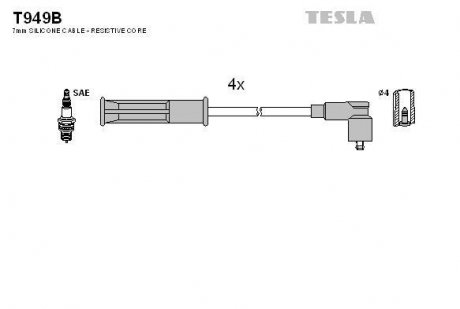 T949B Комплект кабелів високовольтних TESLA підбір по vin на Brocar