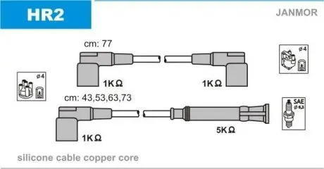HR2 К-кт проводів Bmw 316/318/518 87- JANMOR підбір по vin на Brocar