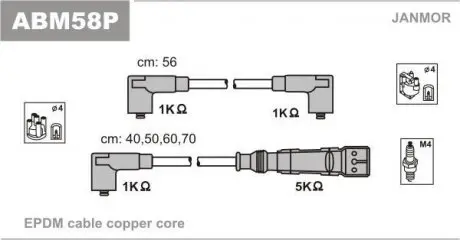 ABM58P Провід В / В VW Golf 3 1.4-1.6 91- JANMOR підбір по vin на Brocar