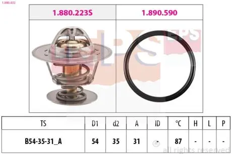 1880432 Термостат 87C VW 1.3-1.9D/TD/B EPS подбор по vin на Brocar