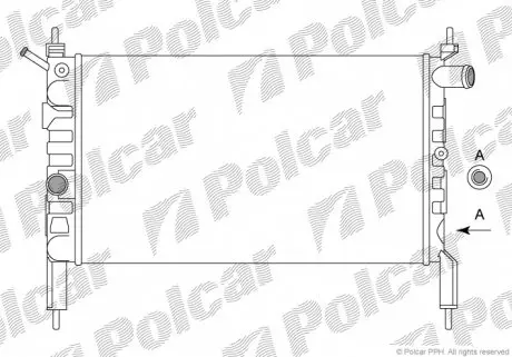 550708B1 Радіатор охолодж. двигуна Opel Astra F 1.4/1.6 09.91-01.05 POLCAR підбір по vin на Brocar