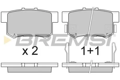 BP2750 Гальмівні колодки зад. Civic 98-01/CR-V 01-06 (Akebono) (47,5x89x14,5) BREMSI BP2750 BREMSI підбір по vin на Brocar