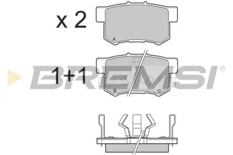 BP3374 Гальмівні колодки зад. Honda Accord VIII/CR-V 01-06 08- (akebono) BREMSI BP3374 BREMSI підбір по vin на Brocar