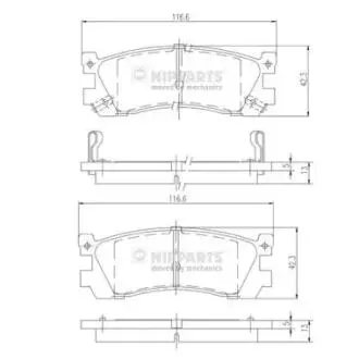 J3613005 Комплект тормозных колодок, дисковый тормоз NIPPARTS підбір по vin на Brocar