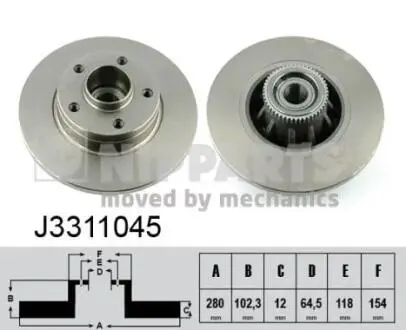 J3311045 Тормозные диски с подшипником NIPPARTS подбор по vin на Brocar