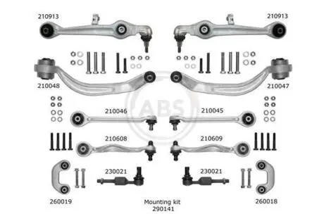 219902 К-кт важелів пер підвіски Audi A6/Superb/Passat B5 (з тонким пальцем) A.B.S. підбір по vin на Brocar