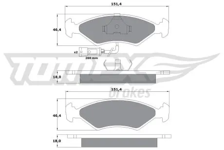 10282 Гальмівні колодки дискові TOMEX підбір по vin на Brocar