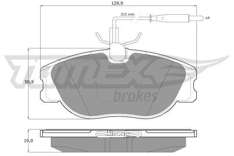 12442 Тормозные колодки дисковые TOMEX підбір по vin на Brocar