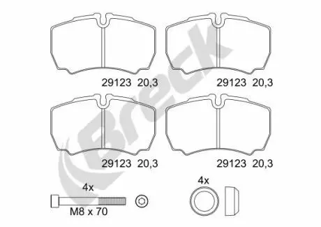 291230070300 Гальмівні колодки дискові BRECK підбір по vin на Brocar