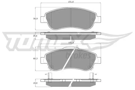 1570 Гальмівні колодки дискові TOMEX підбір по vin на Brocar