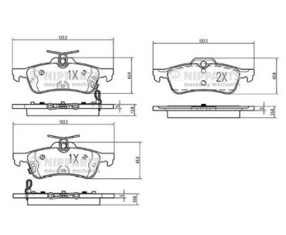 N3614022 Гальмівні колодки дискові NIPPARTS підбір по vin на Brocar