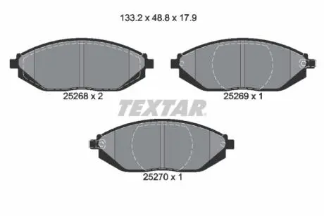 2526801 Гальмівні колодки, дискове гальмо (набір) TEXTAR підбір по vin на Brocar