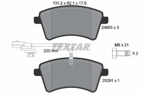 2469306 Гальмівні колодки, дискове гальмо (набір) TEXTAR підбір по vin на Brocar