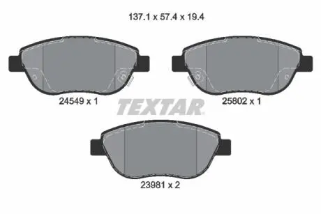 2454901 Тормозные колодки дисковые TEXTAR підбір по vin на Brocar