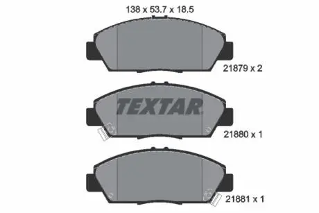 2187901 Гальмівні колодки, дискове гальмо (набір) TEXTAR підбір по vin на Brocar