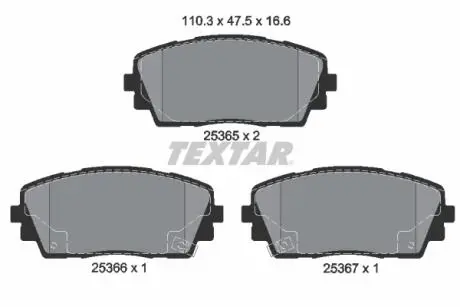 2536501 Колодки тормозные дисковые, к-кт. TEXTAR підбір по vin на Brocar
