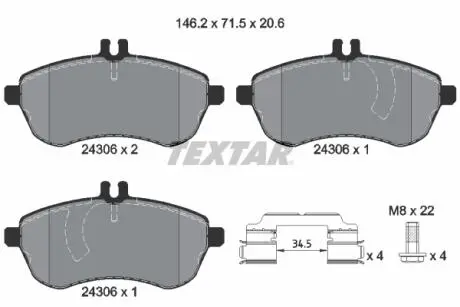2430603 Тормозные колодки дисковые TEXTAR підбір по vin на Brocar