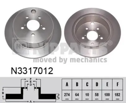 N3317012 Тормозные диски задние NIPPARTS подбор по vin на Brocar