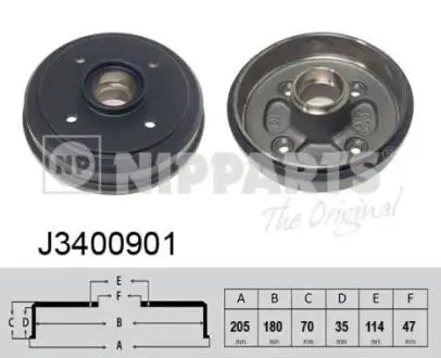 J3400901 Тормозные барабаны NIPPARTS підбір по vin на Brocar